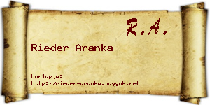 Rieder Aranka névjegykártya